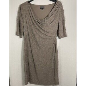 Connected Apparel Dress, Size 16, Brown, scoop Neck, Stretch
